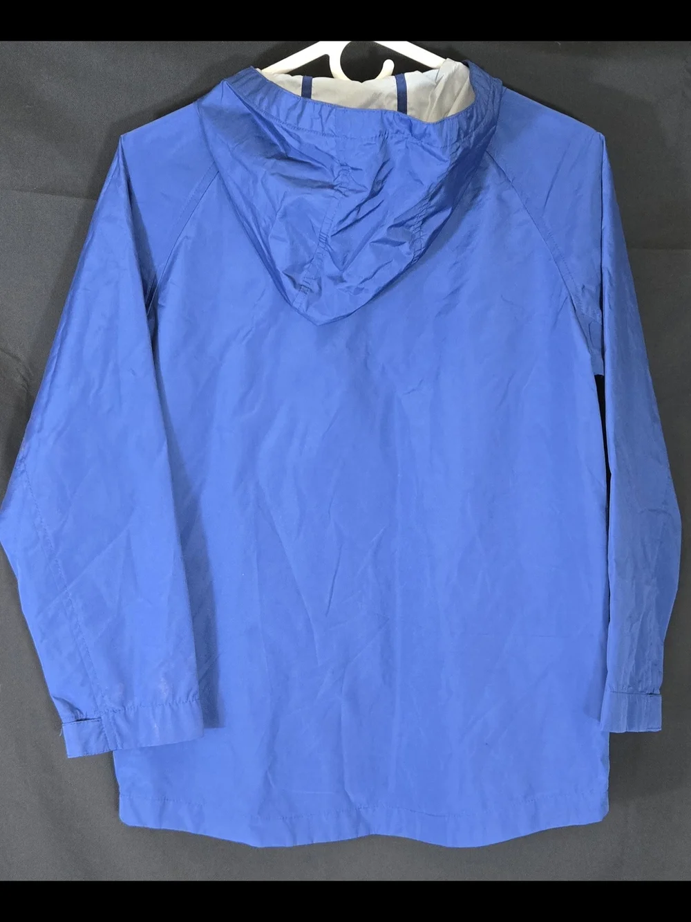 Kids Blue Hooded Windbreaker Jacket with Red Trim Deep Pockets For Frogs #382
